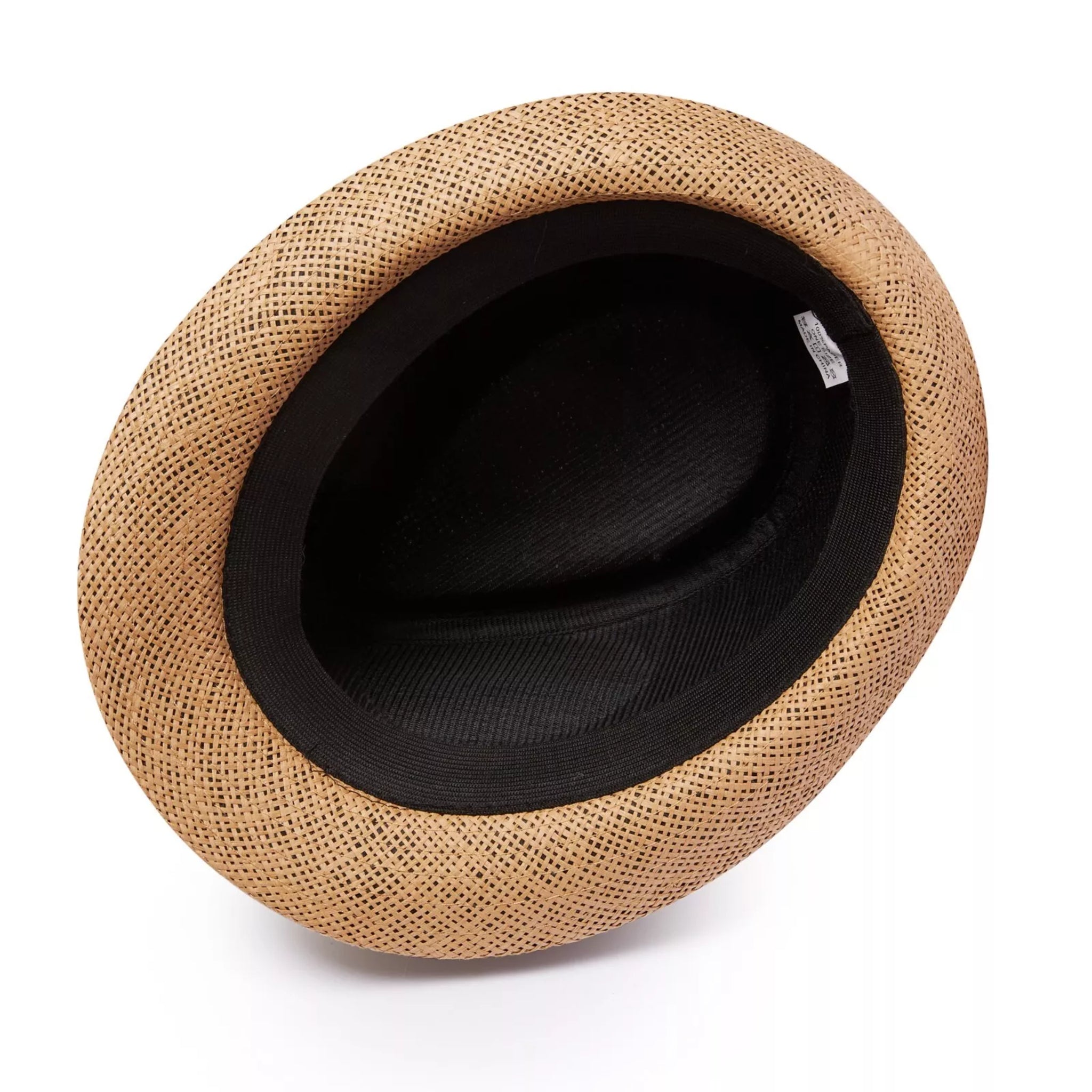 Nicky Adams unisex striped trilby hat –  camel straw summer hat with black band for men and women